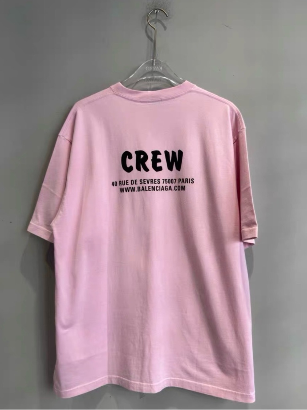 🚩steal Balenciaga Pink 'CREW' Logo Short Sleeve Tee - Picture 2 of 5